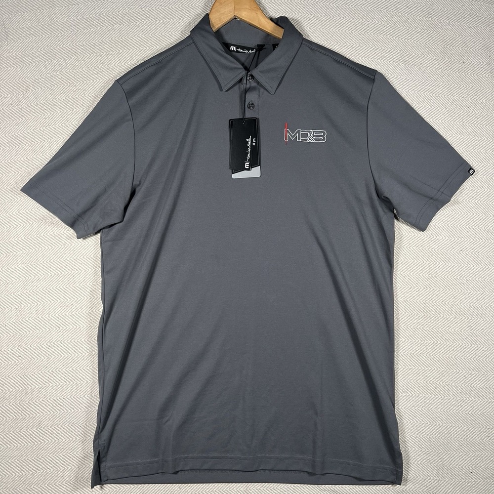 Travis Mathew Polo Shirt Mens Large Grey Golf Stretch Performance Comfort Logo